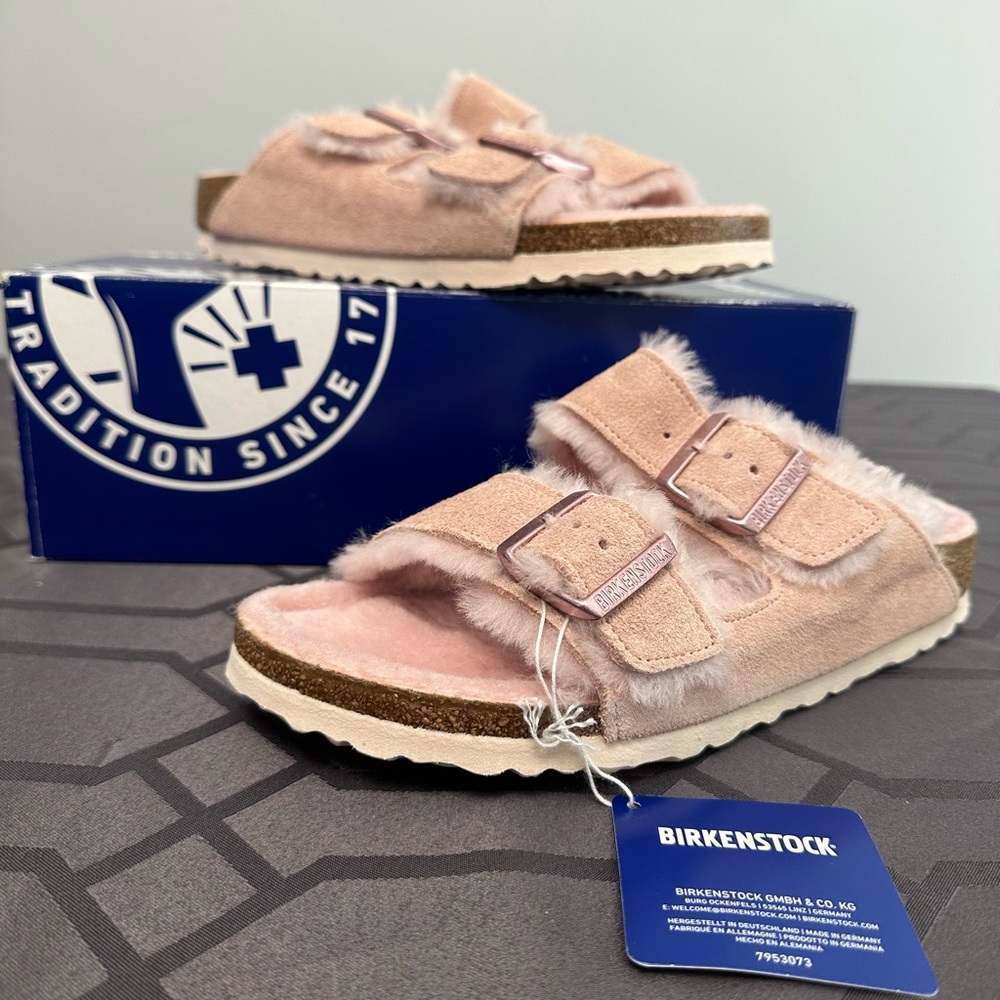 Arizona shearling Birkenstocks light rose size 39 (8-8.5US)